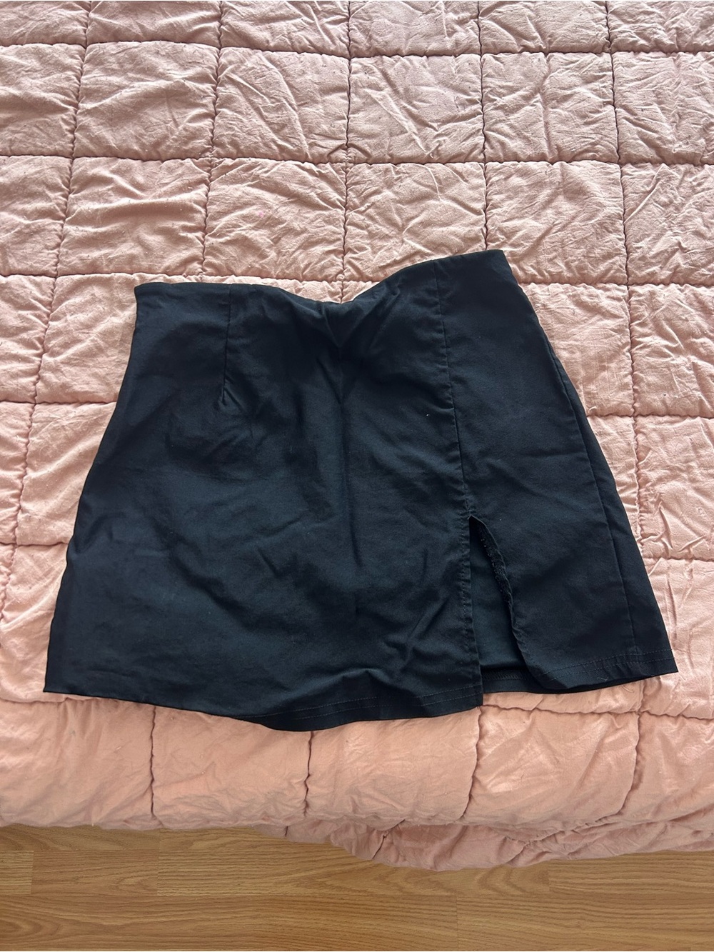 Women's Black Mini Skirt with Front Slit